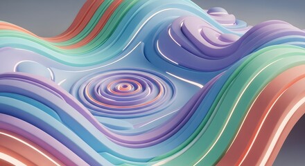Abstract Colorful Wave Illustration Dynamic, Fluid Shapes and Gradient Textures in Modern Design.