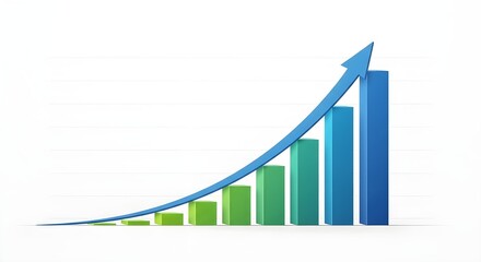 A clean vector graphic featuring rising bar charts and an upward arrow, symbolizing business growth and financial success for marketing or investment themes.