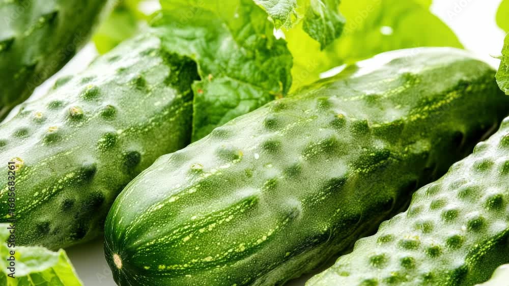 Poster A bunch of cucumbers arranged neatly on a table, ready for use or display