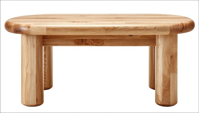 Light-colored wooden coffee table with oval top and chunky legs