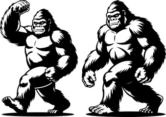 Fototapeta premium Primal Power: Gorilla Pose Collection