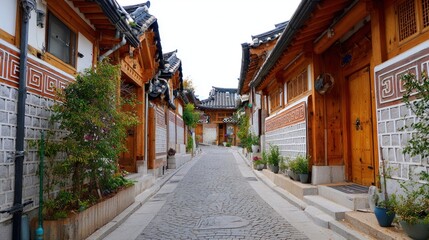 Fototapeta premium Korean alleyway, traditional houses