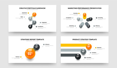 Medical Proposal 4 5 2 3 Option Diagram Slide Design Bundle. Market Portfolio Four Five Two Three Step Graph Presentation Template Vector Illustration Collection.