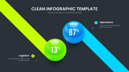 Consulting Innovation 2 Option Infographic Presentation Design. Modern Portfolio Two Element Chart Slideshow Template. Visual Strategy Frame Layout Vector Illustration.