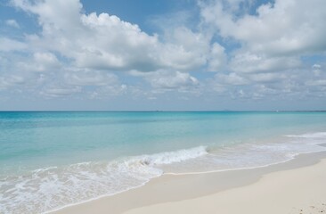 Fototapeta premium tropical beach with blue sky and clouds