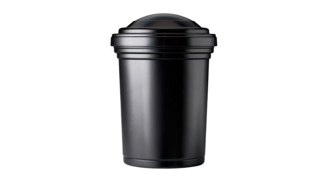A sleek black cylindrical container