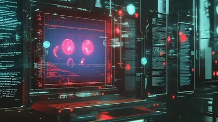 Futuristic operating room monitoring heart activity during surgery - Powered by Adobe