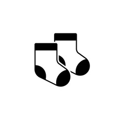 Simple black glyph icon of a pair of baby socks, 66