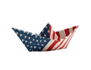 A paper boat crafted from the American flag (3)