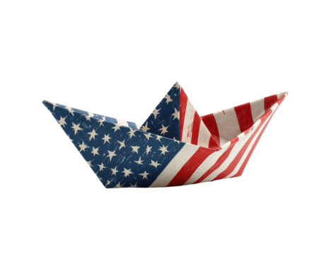 A paper boat crafted from the American flag (3)