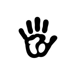 Handprint Symbol Simple Black and White Graphic Illustration and Design