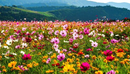 Colorful Cosmos Field Landscape