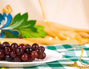 Close-up of grapes on a plate
