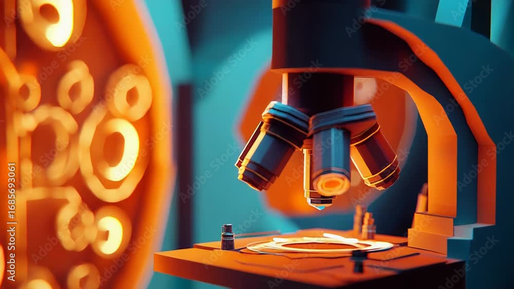 Poster modern microscope analyzing sample in laboratory setting