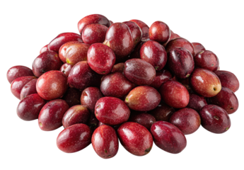 A pile of plump, deep-red olives
