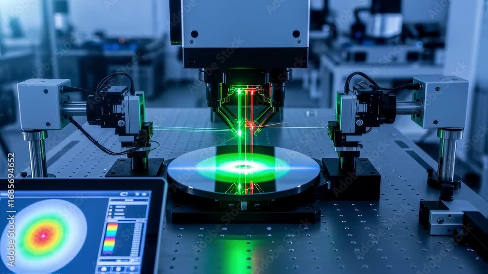 Poster automated mirror inspection station utilizing optical interferometer technology to detect microscopi