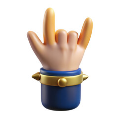 Obraz premium 3d rock on hand gesture with spiked bracelet isolated on transparent background