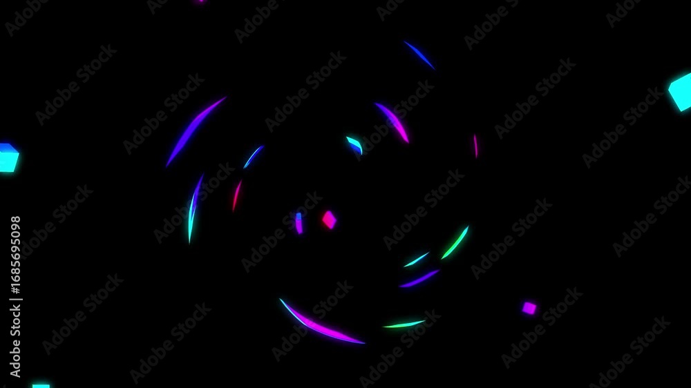 Poster abstract colorful glowing lines circular motion animation.