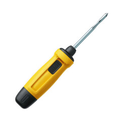 Yellow and black screwdriver isolated on transparent background, a versatile hand tool