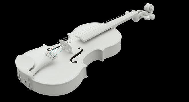 White violin on black background