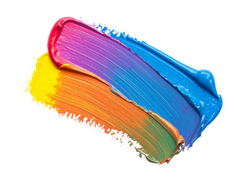 Colorful oil paint brushstrokes isolated on a transparent background.