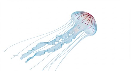 Elegant translucent jellyfish gracefully floats in soft light. AI Generated