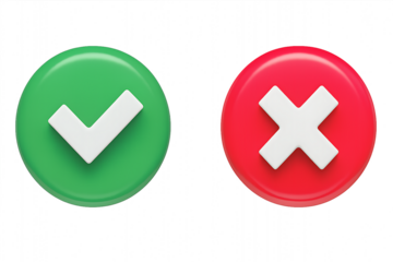 Checkmark and Cross Icons 3D