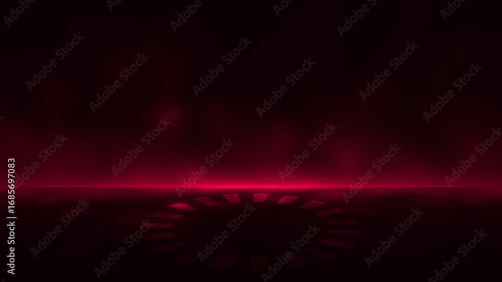 Aufkleber magenta red color glowing empty space or empty stage with rotating ring at the center