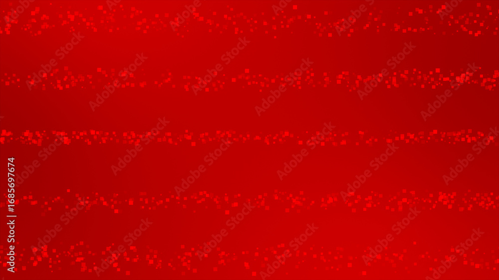 Poster red color flowing hi-tech digital particles, futuristic and geometrical white color background