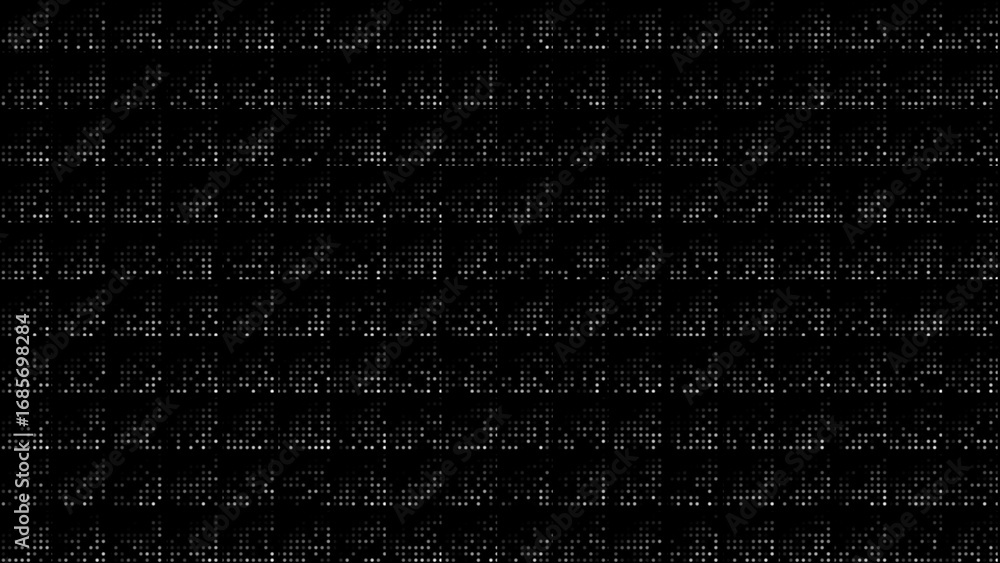 Poster white and black color hi-tech circular dots abstract design half tone slow motion futuristic geometr