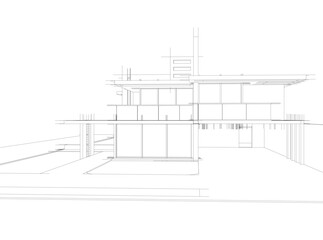 House building sketch architectural 3d illustration