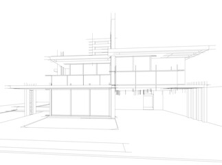 House building sketch architectural 3d illustration