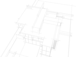 House building sketch architectural 3d illustration