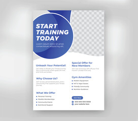 Start Training Today Modern Fitness & Gym Flyer Template

