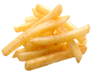 Poulet frit croustillant isolé avec détourage, sans ombre sur fond blanc, représentant de la nourriture rapide.