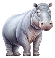 Naklejka premium PNG Grey hippotamus wildlife cartoon animal.