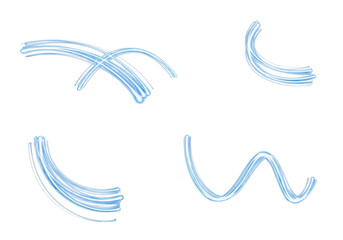 Abstract blue brush strokes isolated on transparent background