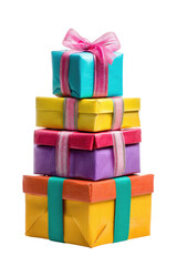 Stack of colorful gift boxes with ribbons (3)