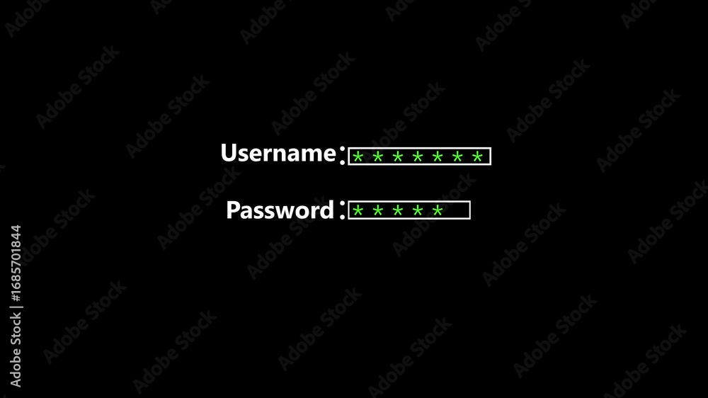Fototapete animation of user name and password fields .motion graphics 4k video.