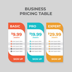 Rounded Pricing Table Design, Stylish rounded pricing table layout for business packages
