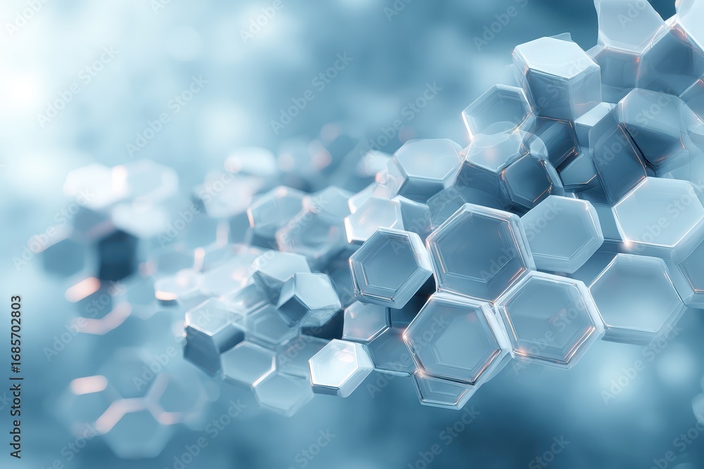 Aufkleber intricate design of translucent hexagons creating a soft light blue background, showcasing a modern 