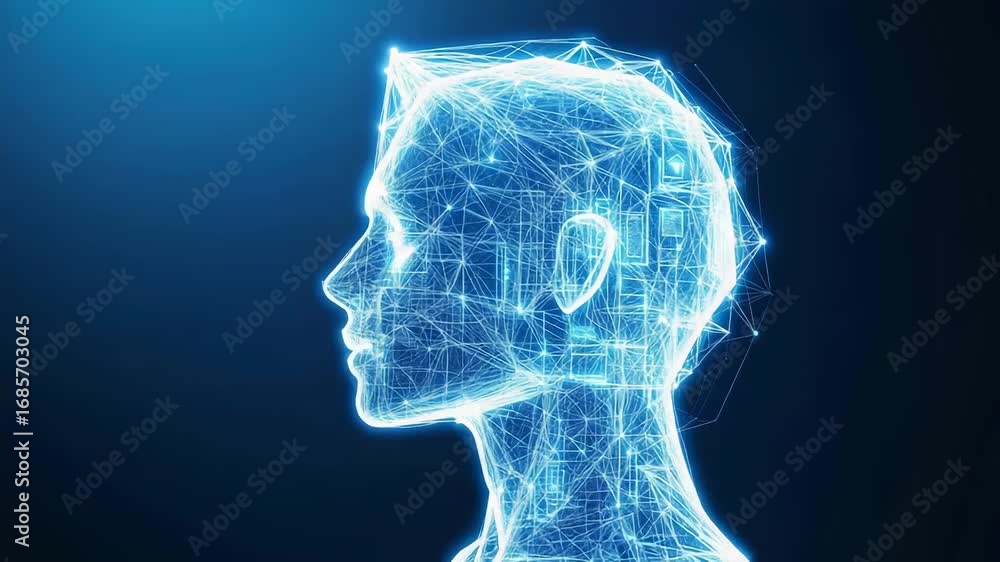 Poster artificial intelligence processing data in human head shape network