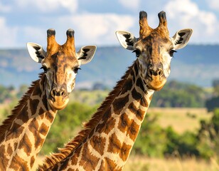 Fototapeta premium Two giraffes in a savanna