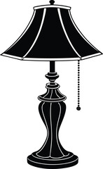 Elegant  striped table lamp with pull chain