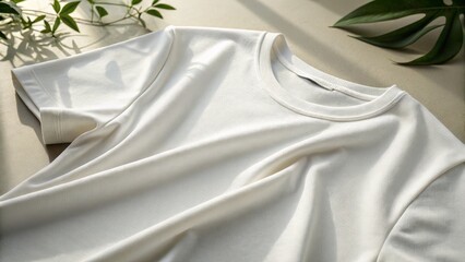 White T-Shirt Draped Photography Close-up, Textured Fabric, Minimalist Concept, Sustainable Fashion, Soft Light Sustainable Fashion, Minimalist Photography