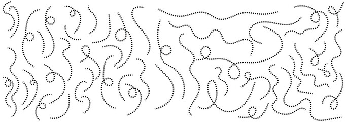 Modern Abstract Dashed Line Design Pack. Hand drawn curve dotted line, Spiral dotted line hand drawn, Dotted lines path on white background. Path travel dotted line trip dashed trace destination track