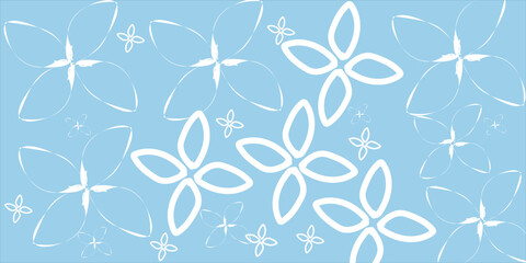 ilhouettes of identical leaf seamless pattern ector background.Seamless Botanical pattern with white leaves on a blue background. Vector illustration