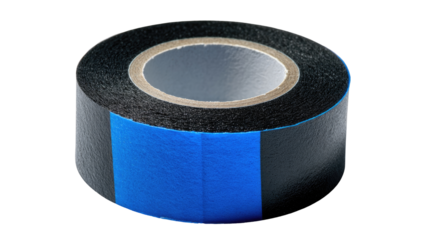 Black tape roll with two blue stripes