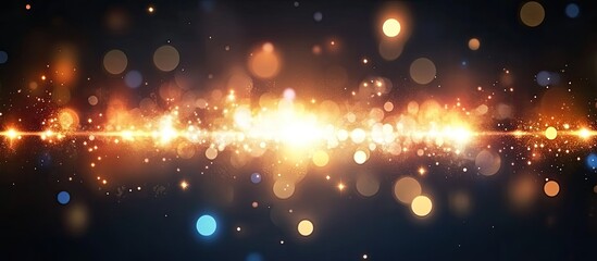 Obraz premium Radiant Horizon of Golden Particles, Sparkling Glitter, and Colorful Bokeh Lights