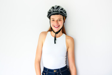 Cyclist isolated on white background on studio